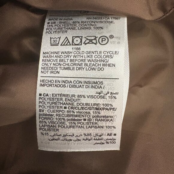 Old Navy Womens Brown Faux Leather Jacket S W/ Belted Waist & Zippered Pockets - Picture 6 of 10